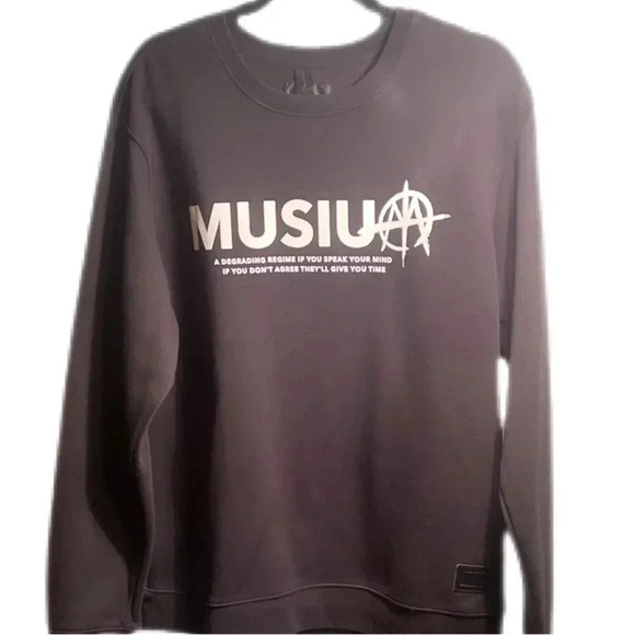 Musium Div crew neck casual trendy streetwear lng sleeve polycotton sweatshirt L - Picture 1 of 4
